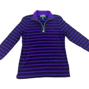 Ralph Lauren active wear athletic long sleeve purple black stripe womens size M